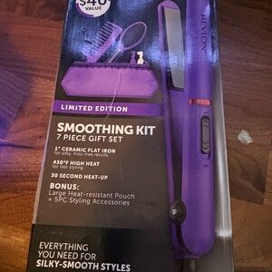 Revlon Flat Iron Limited Edition Purple Smoothing Kit Comb and Brush Accessories